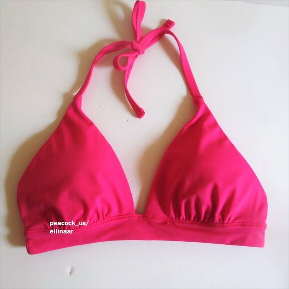 VICTORIAS SECRET Swim Push Up Triangle Bikini Top MEDIUM Removable Pad Hot Pink - Picture 3 of 6